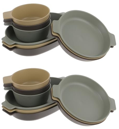 Abaodam 2 Ensembles Vaisselle Plastique Réutilisable pour Camping Assiettes Rondes Assiettes Petits Kit et Pratique pour Repas Extérieur Facile à Nettoyer