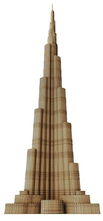 CARTONIC Burj Khalifa 3D-Puzzle aus Karton – 434 Teile, 70 × 14 × 13 cm, aus recycelten Materialien, DIY-Bausatz