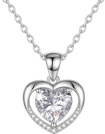 RQJZ Ewige Rose mit Halskette Geschenk für Frauen Geburtstagsgeschenk Freundin Jahrestag Romantische Geschenke für Sie Valentinstag Weihnachten Eternal-Heart Weiß