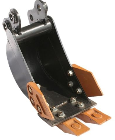 Fockety Godet de Mini-pelle, Godet de Creusement étroit de 7,87 Pouces avec Dents en Métal et 2 Broches, Diamètre du Trou 0,98 pour jusqu'à 2 Tonnes D'accessoires de Mini-pelle