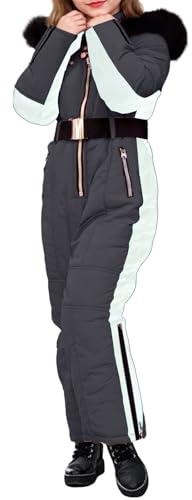 mojingder Kinder Winter Warm Skianzug Wasserdicht Winddicht Winteranzug Einteilige Softshellanzug Schneeoverall mit Kapuze Skioverall,Schneeoverall Jungen,Weihnachts/Geburtstagsgeschenke