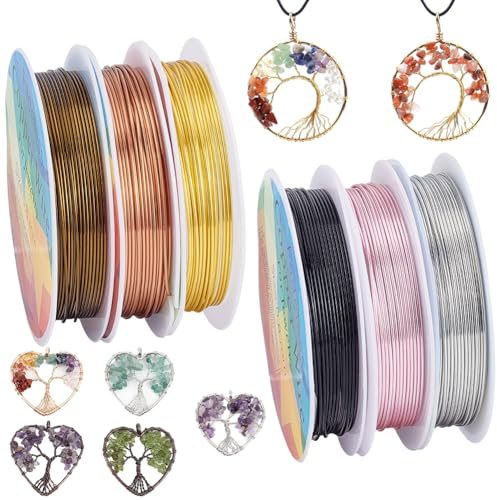 Beebeecraft 6 rotolo di Filo per Perline di Gioielli 6 colori Filo di Rame Morbido per Gioielli e Lavori Elettrici (3M)