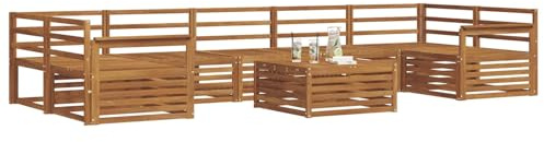 vidaXL Outdoor-Sofagarnitur 8 pcs Natur Massivholz Akazie, Garten-Sofa, modulares Möbel, robuste Sitzgelegenheiten, Moderne Lounge für Terrassen, bequemes Set