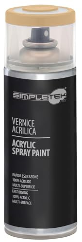SIMPLETEK - Bomboletta Vernice Spray Acrilico Beige RAL 1001 Colore Brillante Universale Multimateriale Interni Esterni 400ml (1 pezzo)