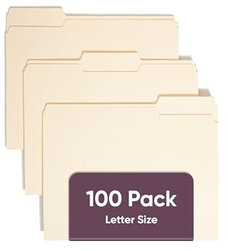 Smead 10330 Schnellhefter, 1/3-geschnittene Registerkarte, verschiedene Positionen, Briefgröße, Manila, 100 Stück pro Box