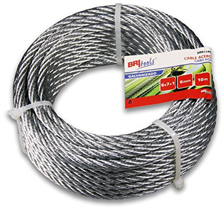 BriTools M86124G Cable acero galvanizado, 6 mm, Set de 20 Metros