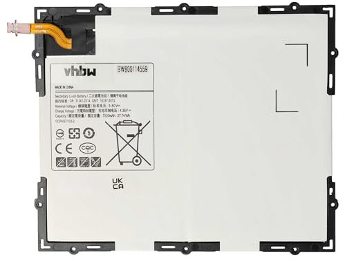 vhbw Batterie Compatible avec Samsung Galaxy Tab A 10.1 2016 TD-LTE, A 10.1 2016 WiFi, E 10.1, SM-P580 Tablette Pad (7300mAh, 3,8V, Li-polymère)