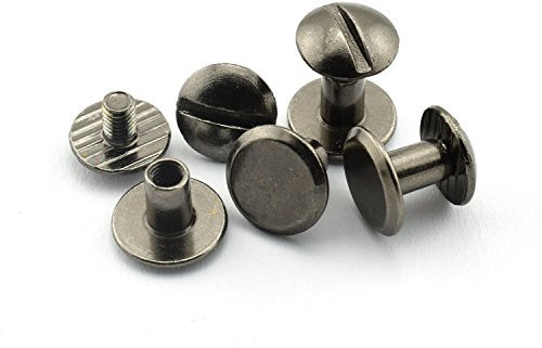 LQ Industrie Chicago Schraube M4 x 6 Schlitz Kopf Carbon Stahl Bindung Schrauben Stift Buchbindung DIY Leder Craft Montage Bolt 1/10,2 cm Schwarz Schwarz