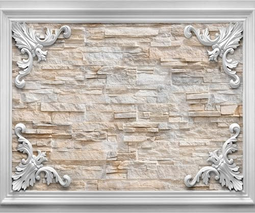 decomonkey Fototapete Steinwand Stein 350x256 cm XL Tapete Wandbild Bild Fototapeten Tapeten Wandtapete Ornament