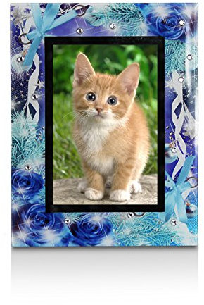 Gloop Bilderrahmen Fotorahmen Poster Foto in Strass steinen Muster Kunststoffrahmen in verschiedenen mass (10 x 15, 94011 Blau)