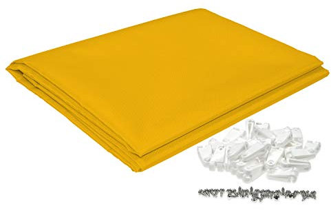 sunprotect 12574 Sonnensegel für Seilspann-Markise, 3,3 x 1,4 m, inkl. Laufhaken, Sonnenschutz für Pergola Wintergarten Terrasse, gelb (1 Set)