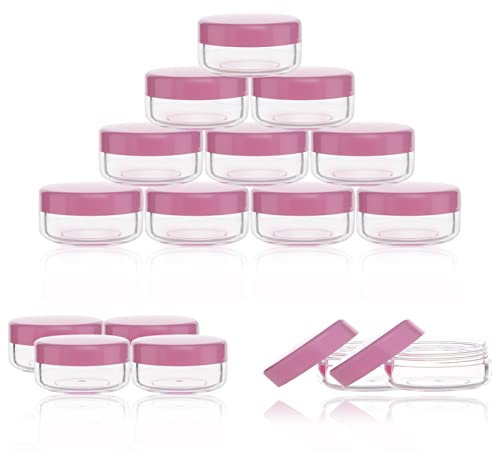 ZEJIA 10 Gram Cosmetic Containers 10pcs Sample Jars with Lids Plastic Makeup Sample Containers BPA Free Pot Jars(Pink)