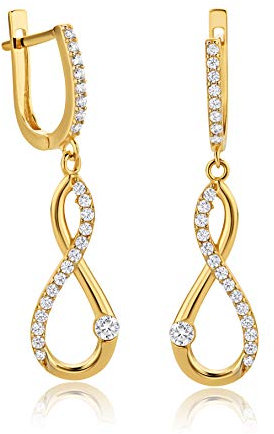 14 Karat 585 Unendlichkeit mit Zirkonia Steinen Italienisch Ohrschmuck Gelbgold
