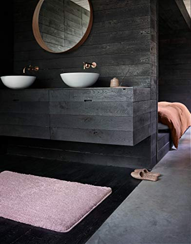 Wecon Home Basics Badteppich, Badematte, kuscheliger Flauschiger weicher Flor, rutschfest und waschbar, Joris (80 x 150 cm, rosa)