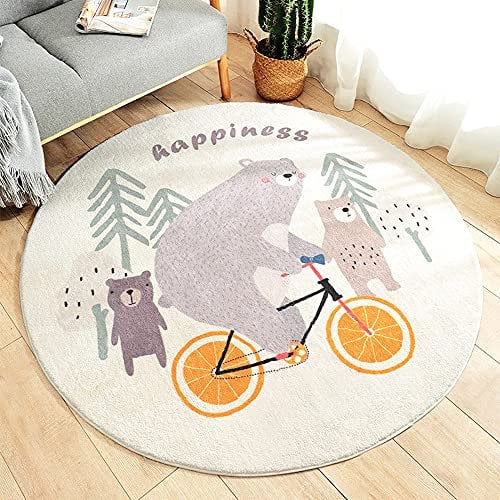 Kinderteppich Rund Waschbare fürs Babyzimmer Kleinkinderzimmer Wohnzimmer Schlafzimmer Bereich Teppich Groß Kinderteppiche Runden Teppiche Flauschige Matte Kinder Schutzmatten Kindermatte 100 CM