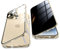 Jonwelsy Anti Peeping Hülle für iPhone 14 Pro Max, 360 Grad Schutz Case, Privatsphäre Gehärtetes Glas Anti-Spähen Cover, Stark Magnetische Adsorption Metallrahmen Handyhülle für 14 Pro Max (Gold)