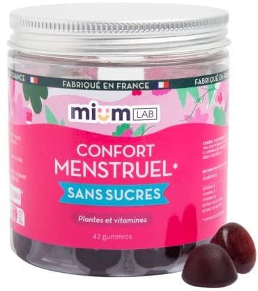 Mium Lab - Syndrome Prémenstruel & Règles Douloureuses et - Hautement concentrés - Plantes (Mélisse, Gattilier) & Vitamines E, D et B6 - Cure 21 jours - Goût fruits des bois - Fabriqué en France
