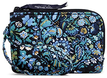 Vera Bradley Portafoglio in cotone con doppia cerniera e protezione RFID, motivo cachemire Dreamer, in cotone riciclato, taglia unica