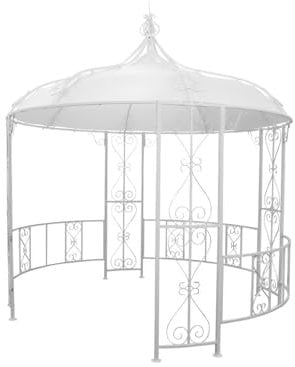 Vente-unique - Kiosque de Jardin en métal façon Fer forgé D300 x H305 cm - Blanc - TILCARA