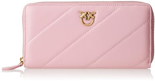 Pinko Ryder Zip Around Sheep Nappa, Accessori da Viaggio-Portafogli Donna, P66Q_Rosa ROSSORE-Antique Gold, U