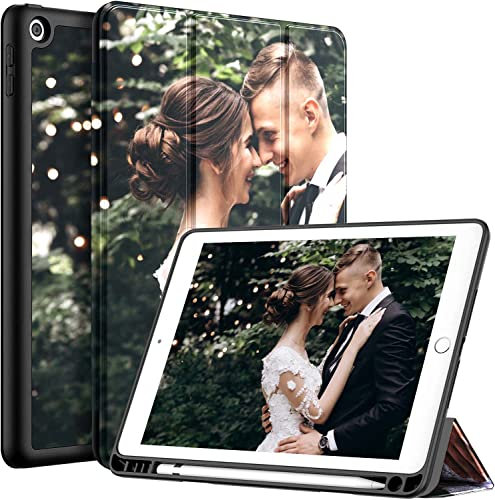 Sunrive Personalised Custom PU Leather Tablet Case compatible with iPad 9,7 (2018/2017, 6./5. Generation),it designed with tri-fold stand.Customised Cover with your own photo,image,Picture,or text