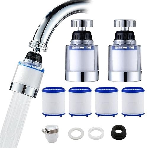 ASANMU Filtre Robinet Anti Calcaire, Filtre à Robinet Rotatif à 360° Filtre Robinet de Cuisine Filtre Anti Calcaire Robinet Purificateur Eau Robinet Élément Filtrant pour Cuisine Maison Salle de Bain