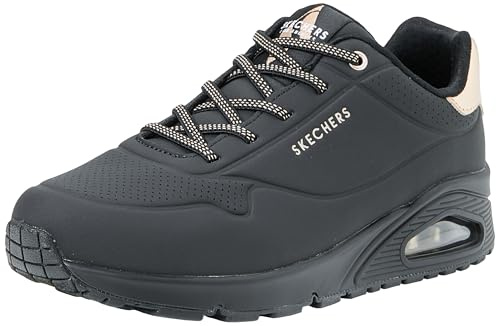 Skechers Damen UNO-Shimmer Away Sneaker, Schwarz/Schwarz, 38.5 EU Weit