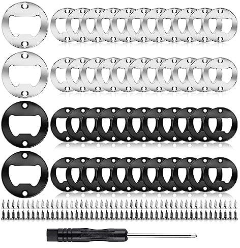 Haptufer 1 Set Bottle Opener Inserts Kits DIY Beer Opener Round DIY Bottle Opener Bottle Opener Hardware Black+Silver