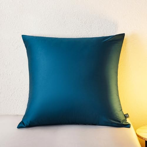 Salad House Kissenbezug 80x80, 1er, Blau: 100% ägyptische Baumwolle | Mako-Satin: kühlend, atmungsaktiv und seidig glatt für Haut und Haare; mit verdecktem Reißverschluss, 400 TC und OEKO-TEX