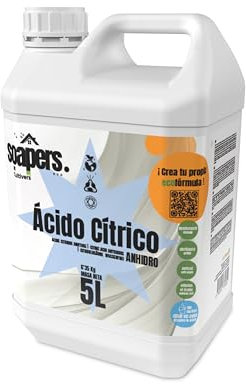 CULTIVERS Ácido Cítrico Anhidro Líquido BIO 5 L. Limpiador Doméstico Sostenible Brillantez para Baño y Cocina. Versátil Desincrustante y Eliminador de Manchas