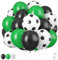 Ballons football, ballons football de 12 pouces, ballons en latex vert noir blanc, ballons imprimés de football, rubans pour garçons, fête de football, décorations d'anniversaire sportives