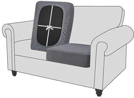 SYLC Sofa Sitzkissenbezug Stretch Sitzkissenschutz Elastischer Kissenbezüge, Husse Überzug Bezug Für Sofa Sitzkissen, rutschfest Stoff Tartan (Mittelgrau,4-Sitzer Groß)
