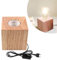 Nizirioo - Lámpara de mesa para cubo, madera, E27, base de madera, pequeña lámpara de noche con base de madera, toma de la UE con base de madera E27, perfecta para dormitorio/sala de estar y oficina