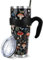 Mushroom Trinkbecher mit Griff und Strohhalm, Blumenpilz, groß, Edelstahl, vakuumisoliert, Reisebecher, Pilzgeschenke für Damen und Herren, Deko-Zubehör, Schwarz