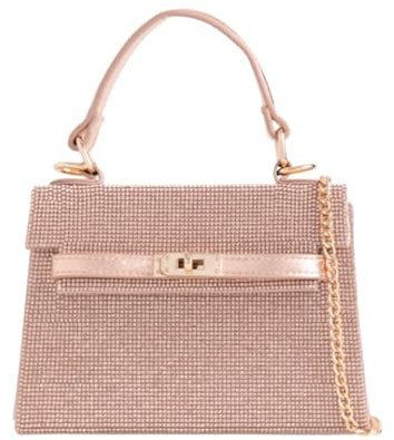 LeahWard Top Handle Clutch Bag Chain Cross Body Wedding Party Bags (Rose Gold 1)