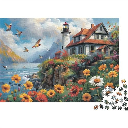 3D-Puzzle 1000 Teile Für Erwachsene Seaside Flowers 1000-teiliges Puzzle Lernspiele Heimdekorationspuzzle 1000pcs (75x50cm)