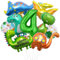 XXL Dino Geburtstag Deko, 4 Jahre Dinosaurier Folienballon, Dinosaurier Geburtstagsdeko Jungen, Grüner Luftballons Dino, Zahlenballon 4 für Dinosaurier Jurassic Dschungel Party Kinder Geburtstag