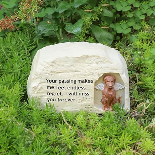 JARPSIRY Haustierurne für Hund Katze Asche, Haustier Gedenkstein Urne, Outdoor Grabmarker Garten Grabsteine für Haustierverlust Beileidsgeschenk (Hund)