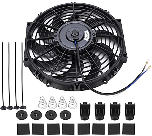 Ventilador De Refrigeración Universal Para Coche De 12 Pulgadas 12V Con Kit De Montaje Diseño Ultrafino Para Empuje Y Tiro Ideal Para Radiadores De Automóvil Motor Y Sistemas De Enfriamiento Eficiente