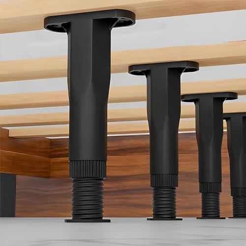 Lot de 6 pieds de support de lit réglables en hauteur de 20 à 37 cm, pieds de meubles robustes, cadre de lit polyvalent, pied central de rechange pour lit, canapé, commode, chaise, table