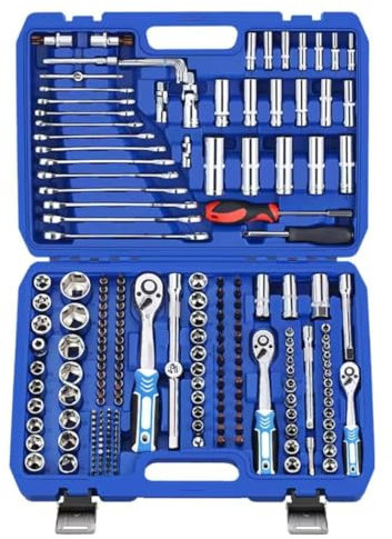 Suprills 216-Piece Socket Set - CR-V Mechanic Tools in Sturdy Tool Box: Screwdriver Set, Comprehensive Socket Set - Ideal All-in-One Tool Kit for Professionals and DIY Enthusiasts