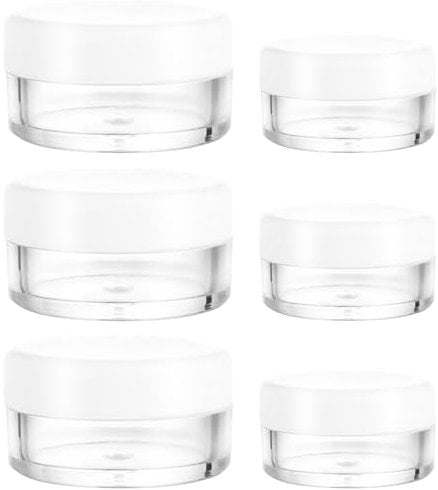 Lot de 6 pots à échantillons vides en plastique transparent pour crèmes pour le visage, échantillons, maquillage (5 g, 10 g)
