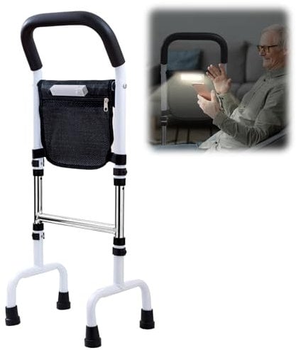 Ayuda para mantenerse en pie para adultos mayores, soporte para personas mayores para ancianos para cama para sofá para inodoro, ajustable en altura, con luz de movimiento, capacidad de carga de 136kg