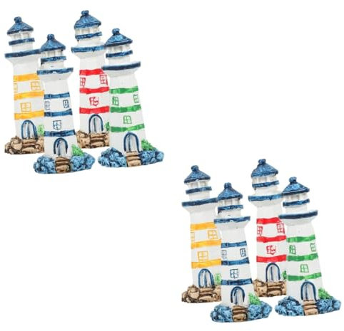PRETYZOOM 8 STK Schmuckstücke Leuchtturm Handwerk Miniatur-Leuchtturm Ökologischer Flaschenleuchtturm Mediterrane Leuchtturmverzierung Bonsai-dekor Garten-leuchtturmfiguren Hausbedarf Harz