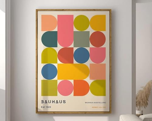 Retro Mid Century Abstrakte Bauhaus Geometrische Leinwand Malerei Drucke Poster Wand Kunst Für Moderne Wohnzimmer Hause Dekoration A8 60X90Cm Kein Rahmen