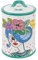 Baroni Home Barattolo Sale Decorato in Ceramica con Coperchio Ermetico, Accessorio da Cucina Colorato Resistente, Linea Stylish, 10,5x10,5x17 cm
