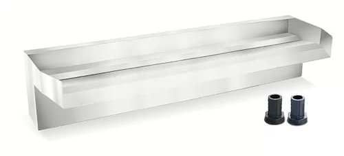 Cascata in acciaio inox per laghetto a cascata, rettangolare, per piscina, fontana a cascata, per piscina interrata, fontana d'acqua all'aperto (80 cm)