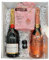 Coffret blanc : Moët et Chandon brut et Nectar Impérial Rosé (lumineux) - Fossier Biscuit Rose - Bouchon à champagne