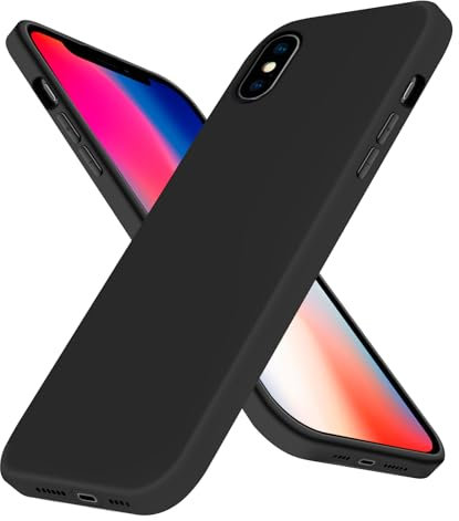 Whew für iPhone X/XS Hülle, Ultra Dünn Weicher Silikon Handyhülle, Matt Stoßfest Kratzfest Anti-Fingerabdruck Schutzhülle, Extrem Haltbarkeit Samtige Touch für iPhone X/XS Case Cover, Schwarz