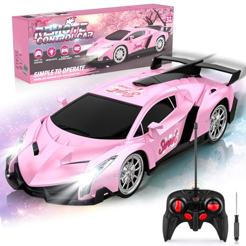 Ferngesteuertes Auto Mädchen, Geschenk ab 3 4 5 6 7 8 9 Jahre Mädchen Spielzeug, 1:18 15km/h Rennauto Ferngesteuert mit LED Scheinwerfern RC Auto Drift Remote Control Car Kinder Spiele ab 3-12 Jahren